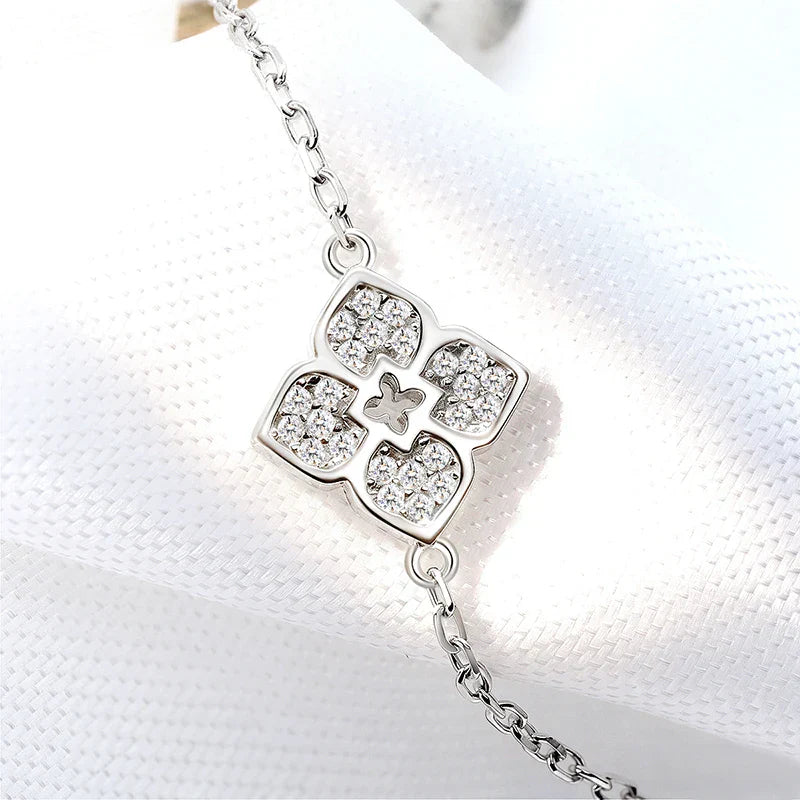 1mm Flowers Moissanite Bracelets for Women 14-20cm Size Adjustable Chain Classic 925 Sterling Silver Jewelry Plated 18K