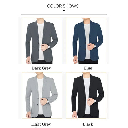 Brand Summer Men Blazers Gray Solid Color Thin Anti Wrinkle Quick Drying Soft Business Suit Blazer Jacket for Man