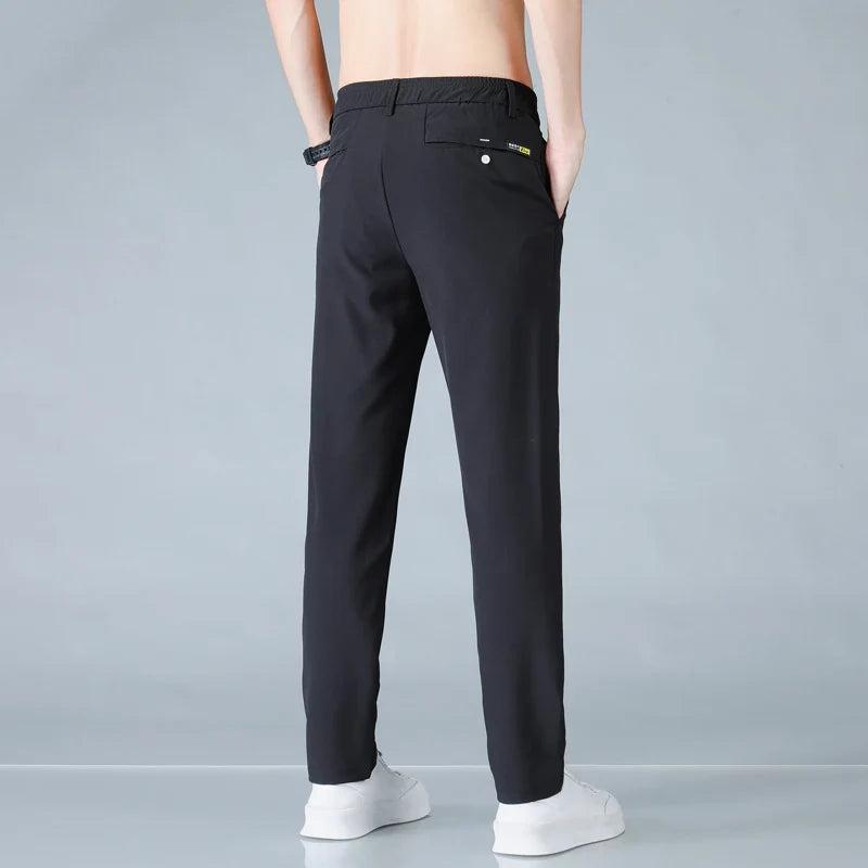 2025 Spring Summer Ultra-thin Men's Casual Pants Slim Straight Leg Elastic Waist Sports Jogging Trousers Fashion Men Golf Pants