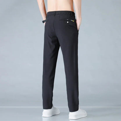 2025 Spring Summer Ultra-thin Men's Casual Pants Slim Straight Leg Elastic Waist Sports Jogging Trousers Fashion Men Golf Pants