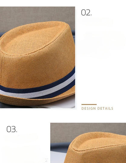 New Hat Men Summer Short Shading Fashion Jazz Gentleman Hat Middle-aged and Old Outdoor Leisure Joker Hat