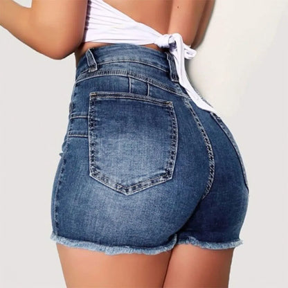 2025 New Summer Womens Jeans Shorts Jeans Short Length High Waisted Broken Denim Shorts Ripped Jeans High Waisted Hotpant Shorts