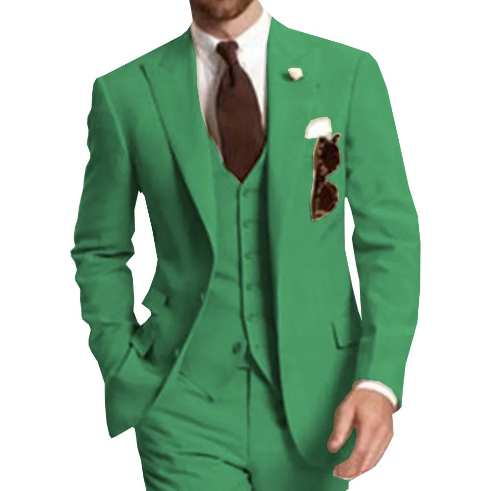Business Party Best Men wedding Suit Peaked Lapel Two Button Custom Made Wedding Groom Tuxedos Jacket Pants Vest