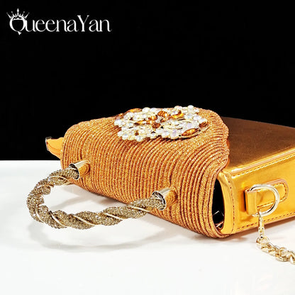 Hot Selling INS Pointed-Toe Luxury Style Women High Heels Sandal With Bag Set Orange Color for Wedding Party