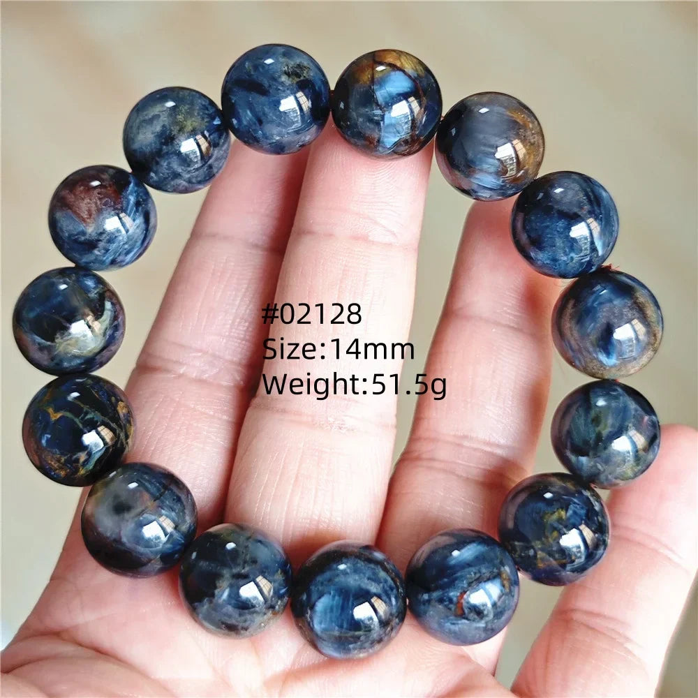Natural Blue Pietersite Bracelet Women Men Beads Round Beads Chatoyant Cat Eye Fire Pietersite Namibia AAAAAA