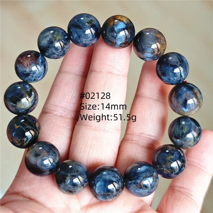 Natural Blue Pietersite Bracelet Women Men Beads Round Beads Chatoyant Cat Eye Fire Pietersite Namibia AAAAAA
