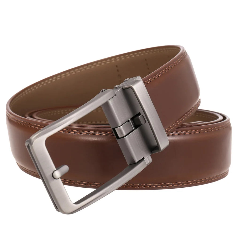 Men's Leather Belts Fashion Automatic Buckle Cowskin Male Belts Luxury Designer Black Brown 3.5cm