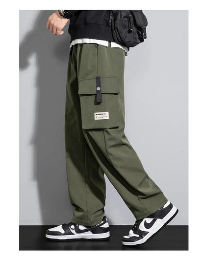 2026 Cargo Pants Men Straight Fit Wide Leg Fleece Lined Trouser Male Winter Fashion Loose Baggy Large Plus Size Warm Streetwear