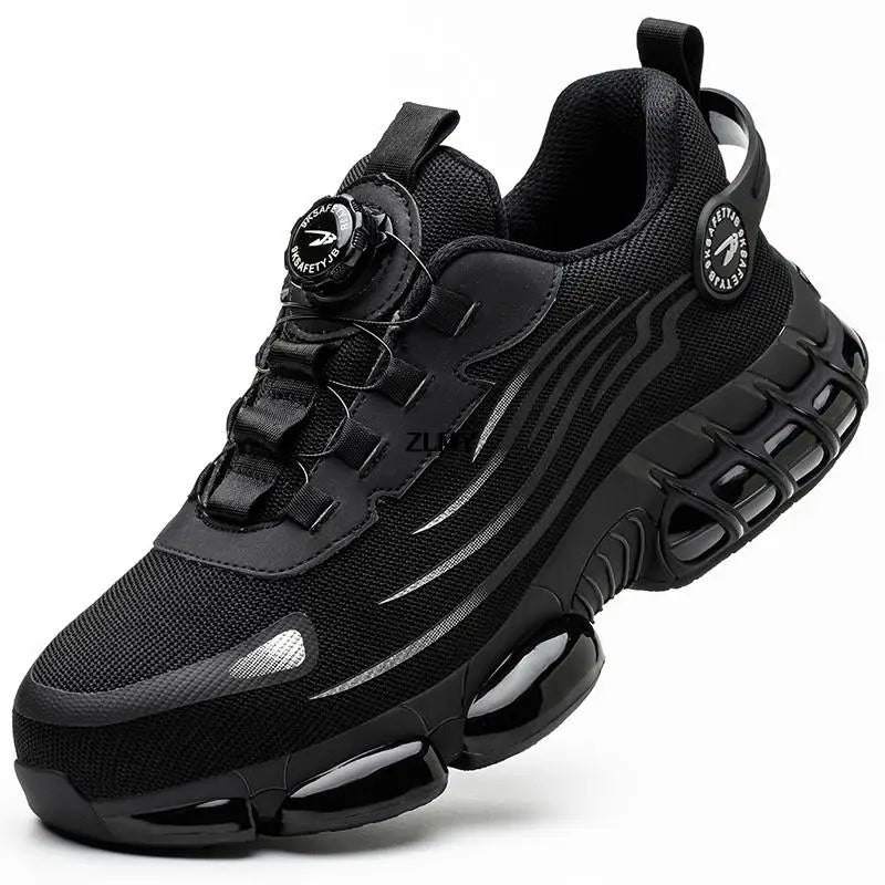 Rotary Button Safety Shoes Men Steel Toe Sneakers Puncture Proof Work Safety Boots Air Cushion Sport Work Shoes Anti-smash Boots