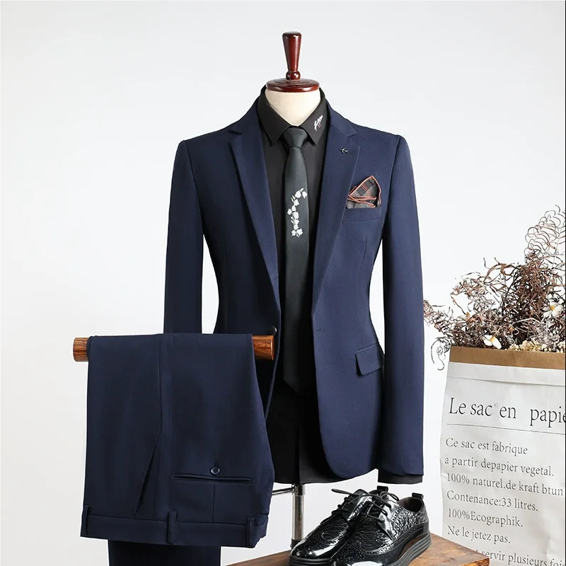 Classic Men Suit Sets Wedding Banquet Groomsman High Quality Blazer Pants 2 Pieces Evening Prom Male Leisure Slim Fit Outfits