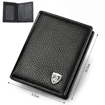 100% Genuine Leather Men Wallet Premium Product Real Cowhide Wallets For Man Short Black Credit Card Cash Receipt Holder Purse