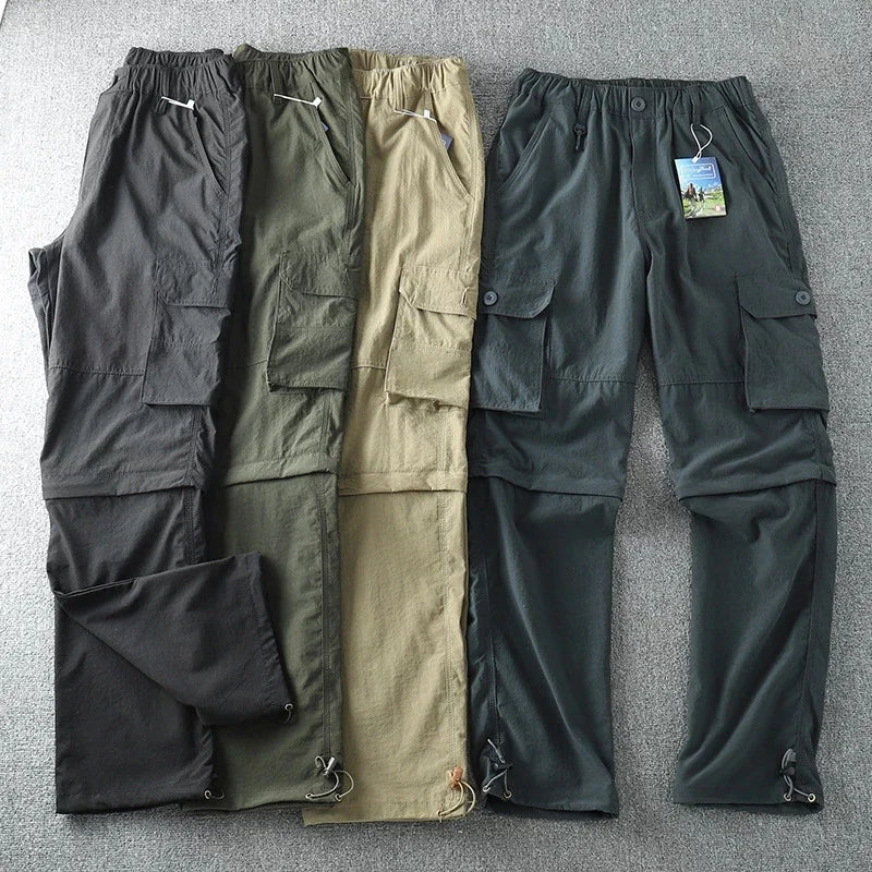 Men Quick-dry Outdoor Pants 2026 Spring Summer Thin Double-used Loose Pants Hiking Shorts Travel Climbing Fishing Trousers Women