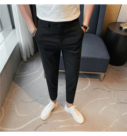 High Quality Fashion Striped Casual Men's Suit Pants 2026 New Business Office Social Wedding Slim Fit Trousers Oversized Size