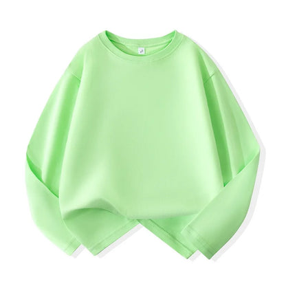1pcs Spring Autumn Children's Pure Cotton Long Sleeve T-shirts Solid Color Boys Girls Tops Kids Baby Leisure Tee Student Clothes