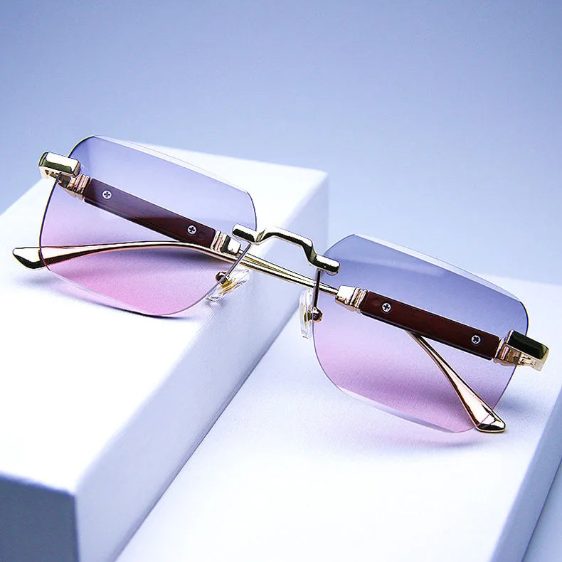 Fashion Rimless Sunglasses For Men Designer Square Sunglasses Women 2024 Trendy Retro Gafas De Sol Hombre Lunette Soleil Femme