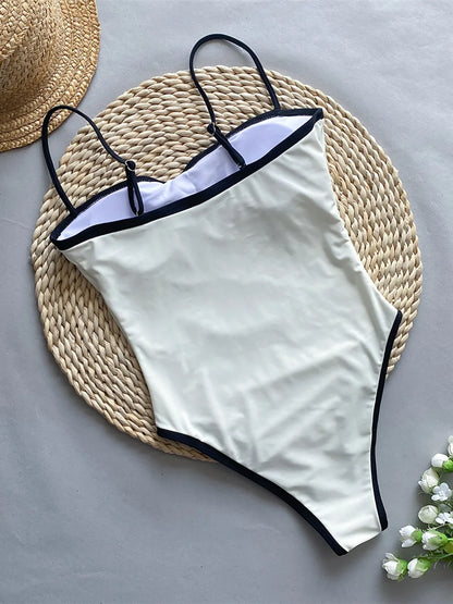 2025 New Sexy Splicing High Leg Cut Women Swimwear One Piece Swimsuit Female Monokini Padded Bather Bathing Suit Swim K5622