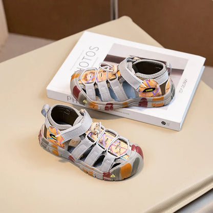 Boys Girls Casual Toes Capped Shoes Soft Sole Kids Sport Sandals Non-slip Children Summer Beach Shoes Classic Pull Rope 2025 New