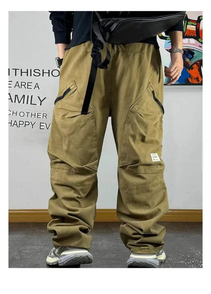 American Streetwear Multi-Pocket Cargo Pants Men High Quality Fashion Baggy Pants Plus Size Black Army Straight-Leg Trousers