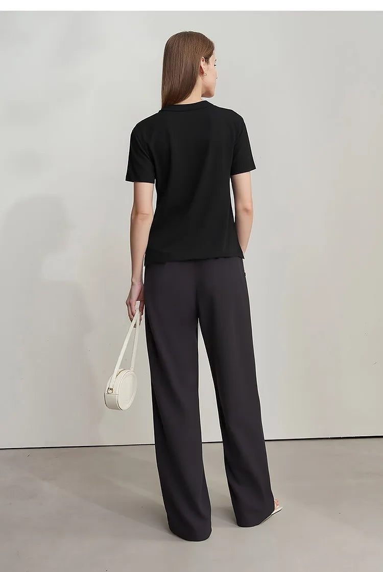 Women's T-Shirt 2026 Summer Lapel Collar Casual Short Sleeve Tee Color Block Button Slim Versatile T Shirts Woman 12652001
