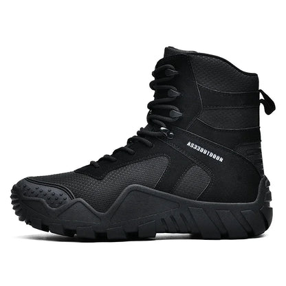 Outdoor High Top Mens Waterproof Fashion Platform Sneakers Ankle Botas Casual Shoes Combat Boots Male Black Large Size 47