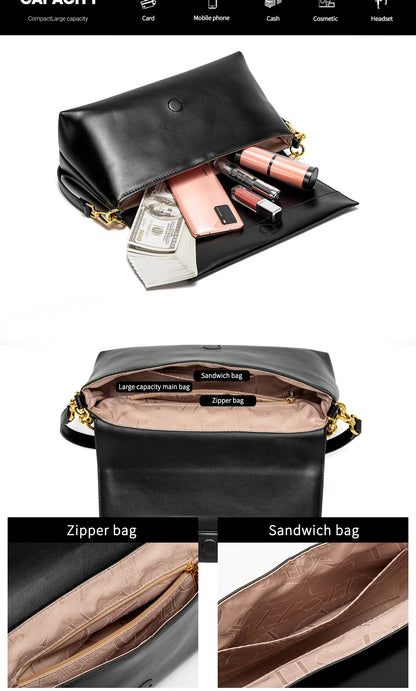 Pure Simple Classic Retro Square Ladies Shoulder Bag Fashionable Hundred Exquisite Workmanship New Women's Crossbody Bag