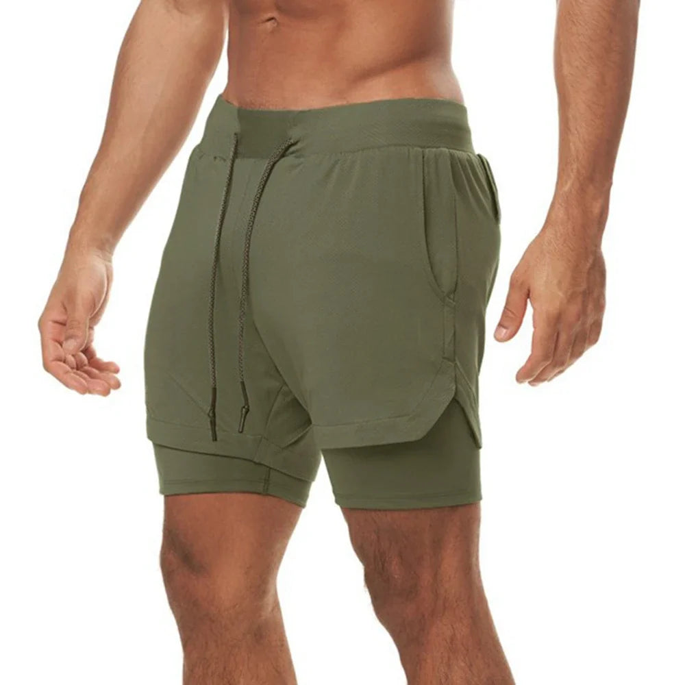 Plus 5XL Men's Fitness Shorts 2 IN 1 Jogger Streetwear Shorts Gym Bodybuilding Breathable Quick Dry Running Shorts Huge Size