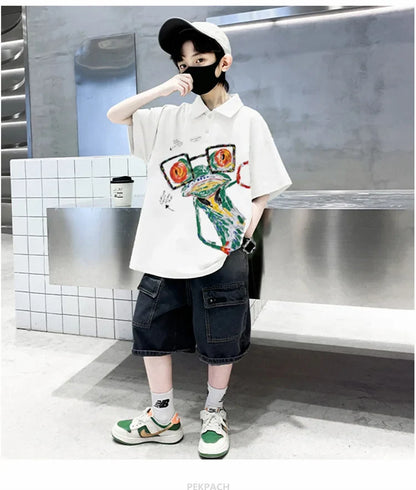 Teen Boys Clothing Sets Summer Big Size New Casual Outfits Kids Tracksuit For Boys Sport Suit Children Clothes 8 9 10 12 14 Year