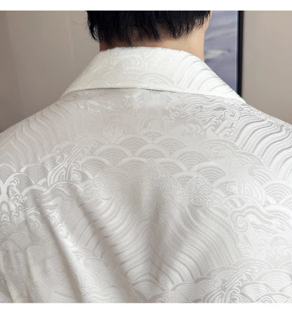 Summer Thin Ice Silk Without Lining Men Suit Coats 2025 New High-end Fashion Jacquard Casual Social Shirt Coat Men Clothing