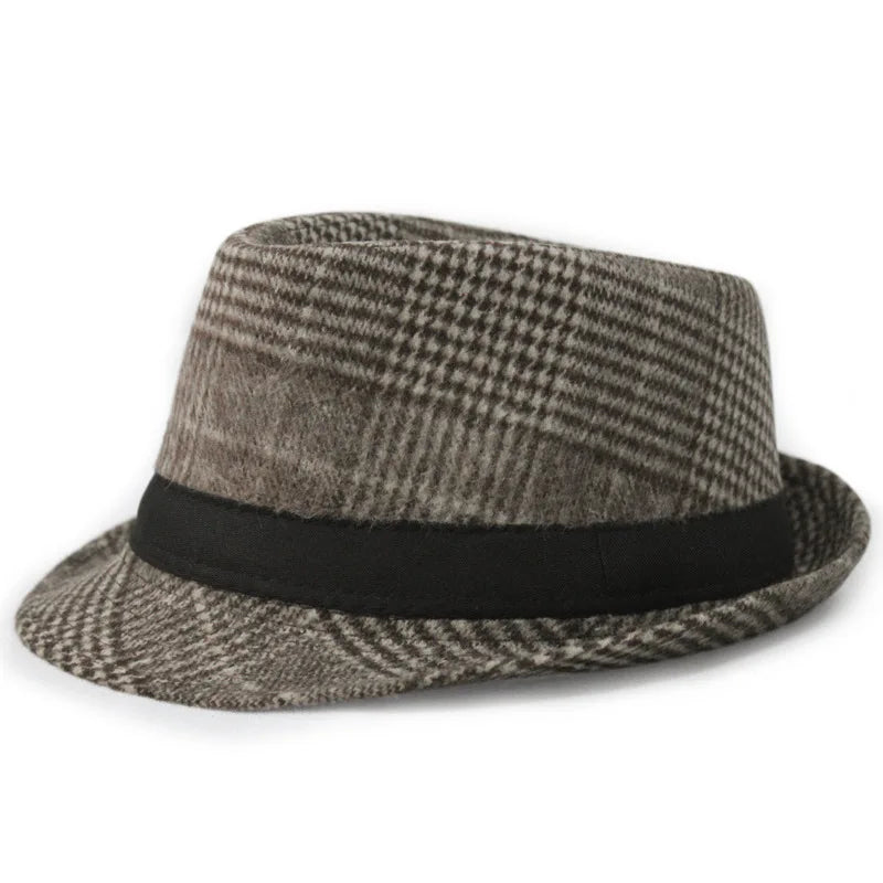 Spring Summer Wool Wedding Hat for Mid-Aged Men Couple Fashion Autumn Winter Party Plaid Luxury Design Jazz Hat Fedora Hat Women