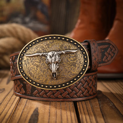 Vintage Meets Fashion! PU Alloy Buckle Belt, Suitable for Both Men and Women, to Create a Personalized Western Style