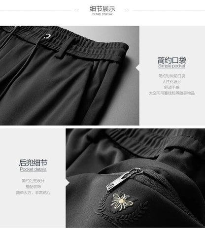 10XL Big Size Men's Summer Casual Pants Straight Fit Elastic Waist Trouser Male Classic Office Plus Large Stretch Zipper Pocket