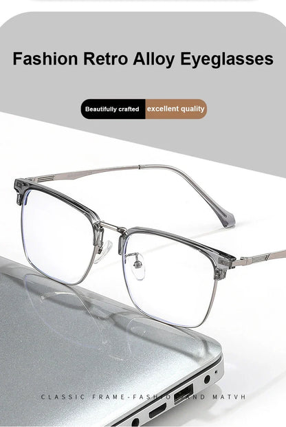 Men's Classic Business Eyeglasses Frames Anti-Blue Light Reading Glasses Myopia Hyperopia Customizable Prescription KE001