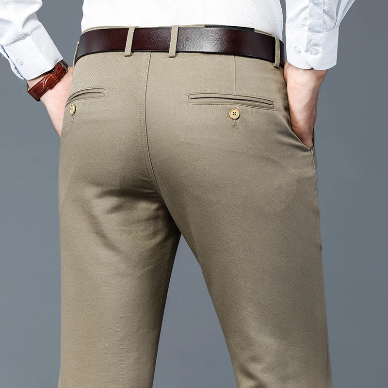 6 Colors Male Autumn Winter Casual Pants Chic Straight Formal Office Luxury Trousers Fashion Elastic Men Business Suit Pants