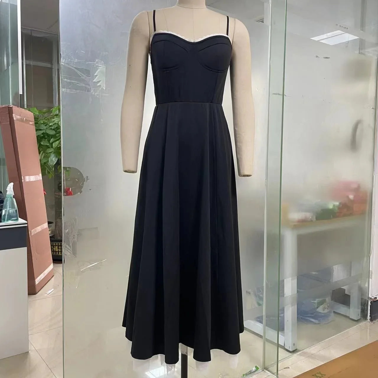 Double Layer European And American Women's New Best-Selling New Type SlingVCollar Sleeveless Dress Pettiskirt Long Skirt