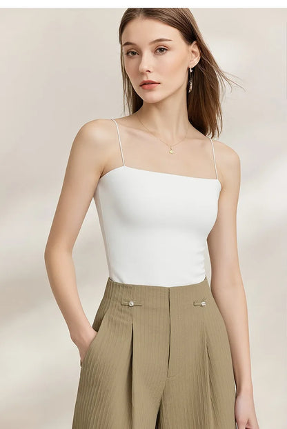 Women's Tank 2026 Summer Stretch Slim Fit Crop Knit Spaghetti Strap Top Casual Versatile Sleeveless Vest For Women 12622088