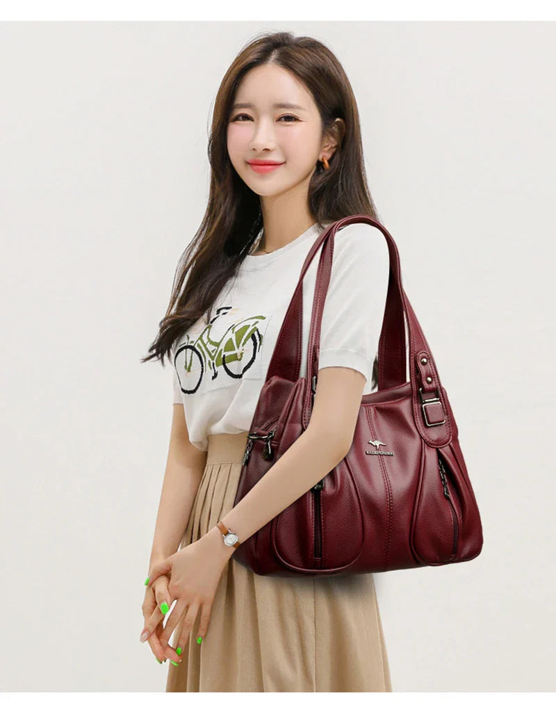 100% Genuine Leather Women Handbag Fashion Girls Top-Handle Bucket Bag Soft Cowhide Female Shoulder Bags Women Crossbody Bag Sac