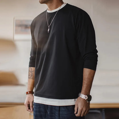 Casual 7A Anti-Bacterial Quick-Dry Long Sleeve T-Shirt Men's Spring Cool Comfort Breathable Tops Round Neck Layering Tee