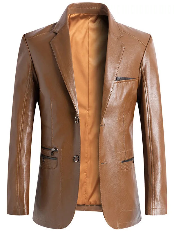 2025 Autumn Jacket Men Solid Color Leather Coat Jacket Casual Motorcycle Biker Coat Leather Jackets Male Big Size 6XL 7XL