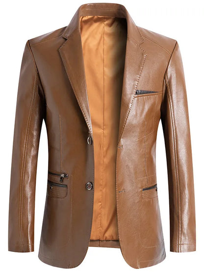 2025 Autumn Jacket Men Solid Color Leather Coat Jacket Casual Motorcycle Biker Coat Leather Jackets Male Big Size 6XL 7XL
