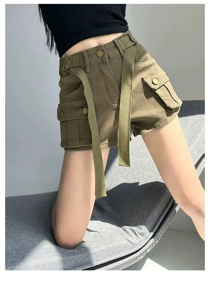 Women's High Waist Mini Skirt Y2K Denim Workwear Shorts Elastic Slimming Summer Hot Pants Trendy Plus Size Skirts for Ladies
