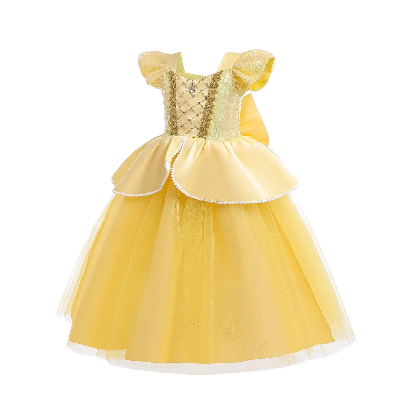 Kids Belle Elegant Costume Girls Halloween Princess Cosplay Party Mesh Dress Children Birthday Clothes Carnival Luxury Ball Gown