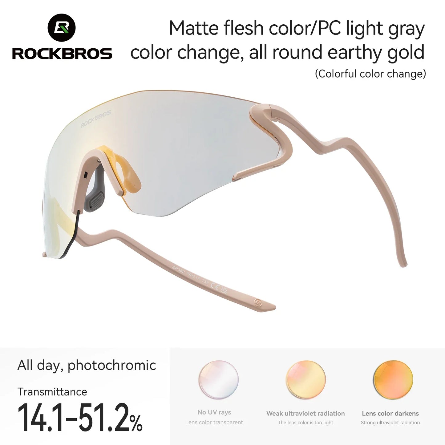 Photochromic Cycling Glasses Windproof Dustproof UV400 Protection Glasses Cycling Outdoor Sports Sunglasses Unisex