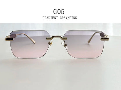Rimless Sunglass Men Vintage 2025 Fashion Glasses Square Sunglasses Women Trendy And Fashionable Gafas De Sol Hombre Zonnebril