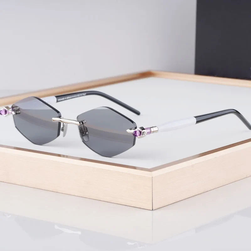 P60 Polygon Luxury Rimless Sunglasses for Men Women Acetate High Quality Germany Brand Fashion Design Gift UV400 Outdoor Eyeware