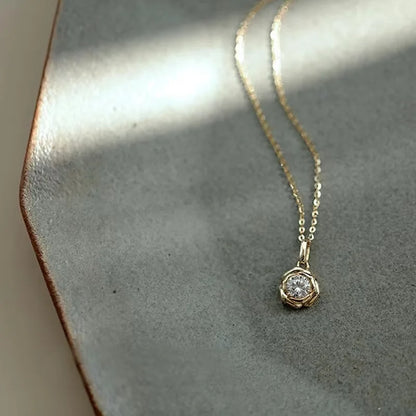 925 Sterling Silver Plated 14k Gold Shiny Zircon Flower Necklace for Women Girl Korean Temperament Exquisite Jewelry Gifts