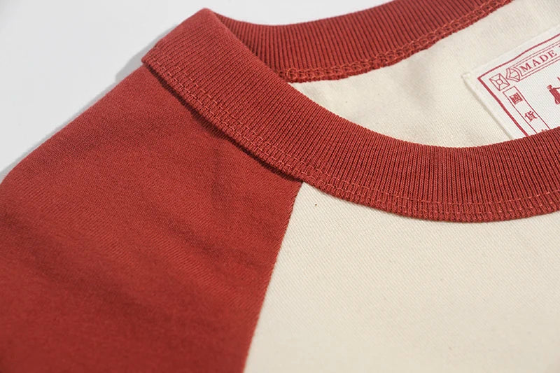 2024 Summer New Stitching Raglan Sleeve Man Retro Tshirt Women Casual Chinese Printing T-shirts Student Green Red Tee