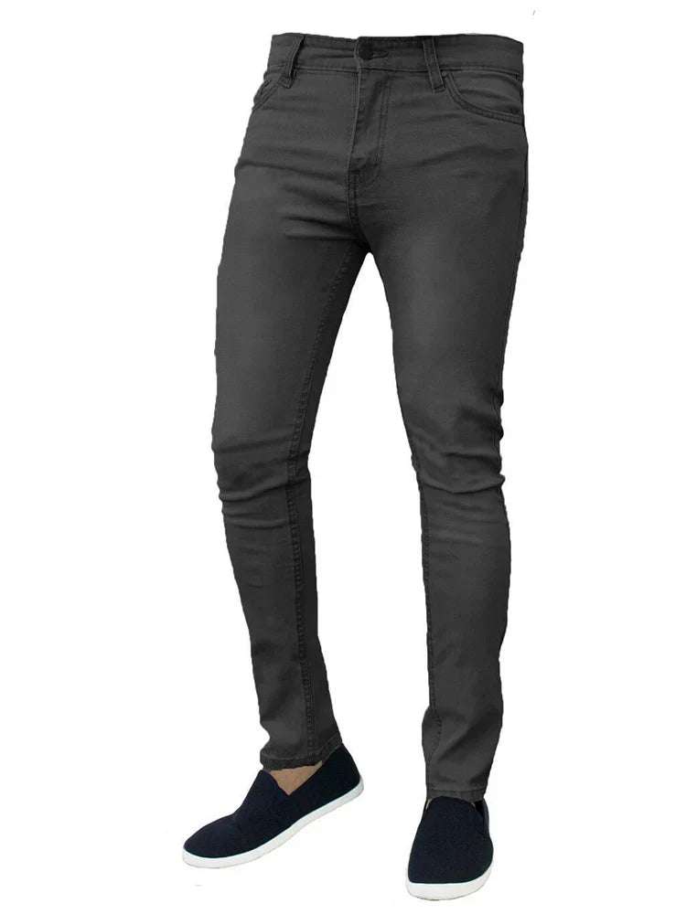 New High Quality Classic Style Slim Jeans Pants for Men Street Pants Male Stretch Denim Trousers Light Blue Skinny  Pencil Pants