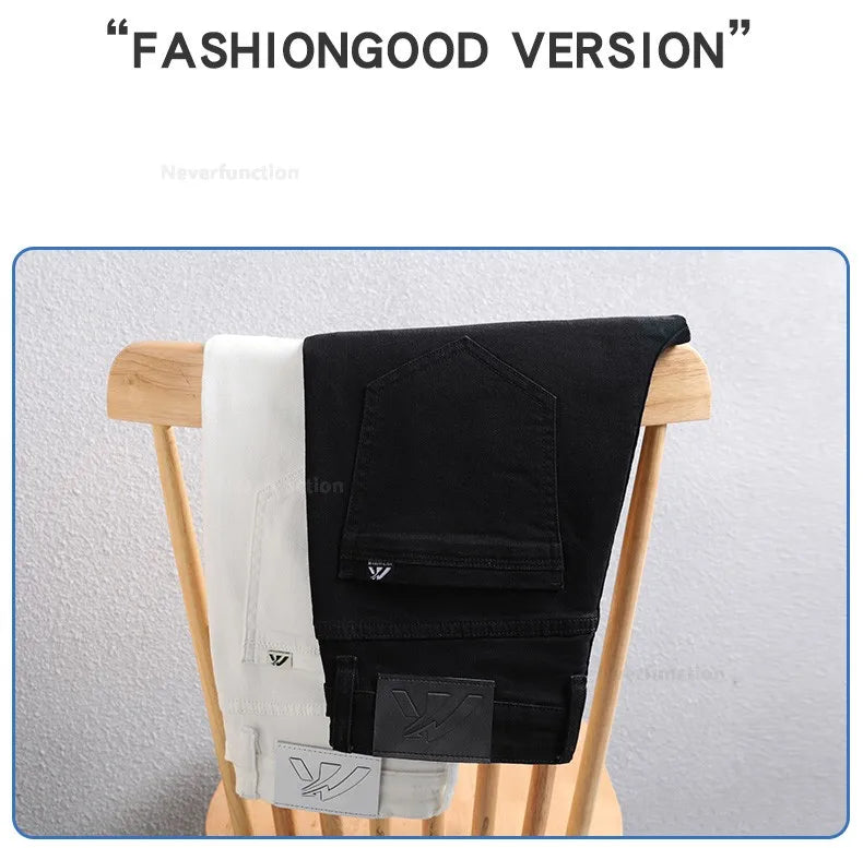Luxury Men's White Slim Jeans Spring Summer New 98% Cotton Stretch Fashion Casual Male Clothes Straight Denim Trousers