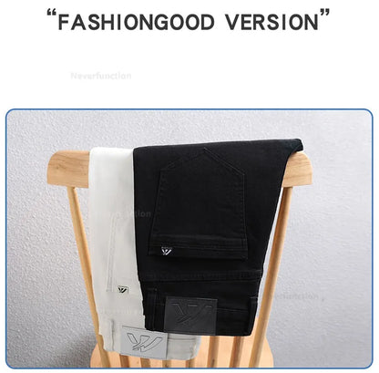 Luxury Men's White Slim Jeans Spring Summer New 98% Cotton Stretch Fashion Casual Male Clothes Straight Denim Trousers
