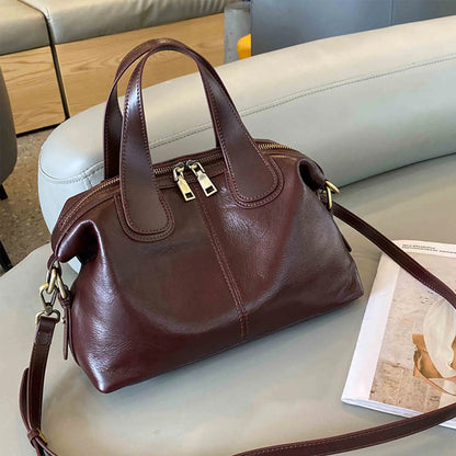 MS Genuine Leather Woman Bags Luxury Retro Shoulder Handbag Vintage Lady Messenger Casual Tote Crossbody Purses Black 2023 New